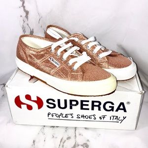 NEW Superga rose gold glitter low top shoes us 5 men / 6.5 women’s